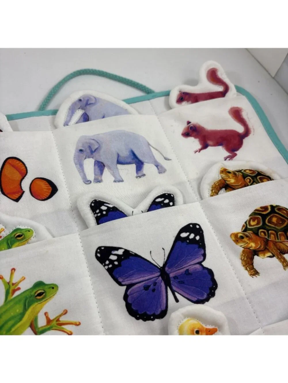Lovevery Baby Quilted Critters Animal Pocket Soft Cotton Matching Montessori Toy